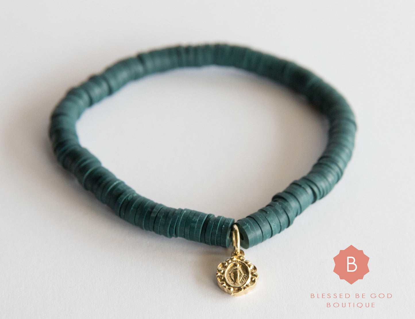 Catholic Heishi bracelet Miraculous Medal - bracelet