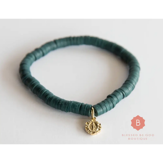 Catholic Heishi bracelet Miraculous Medal - bracelet