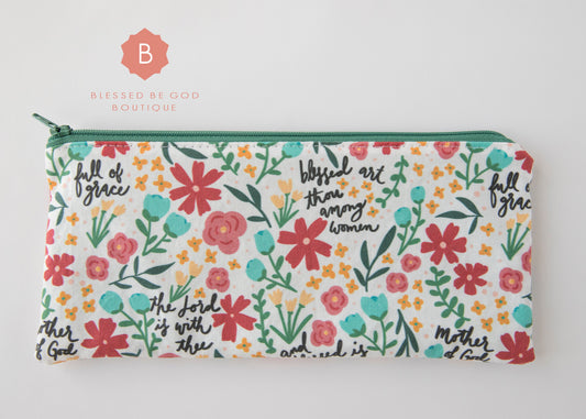 Catholic Pencil Purse Haily Mary - rosary pouch