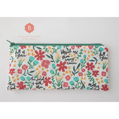 Catholic Pencil Purse Haily Mary - rosary pouch