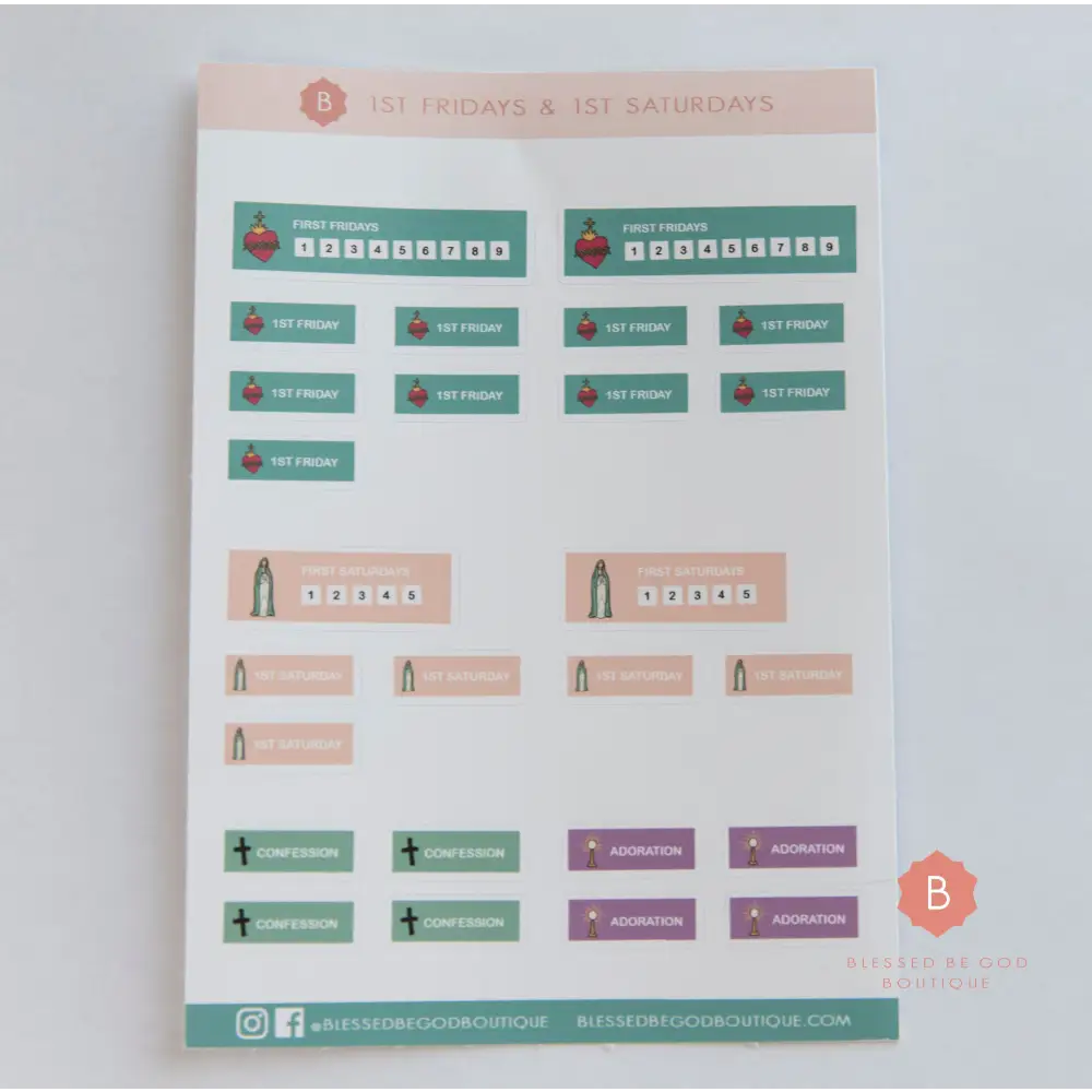 Catholic Planner stickers First Friday First Saturday - sticker