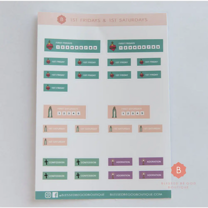 Catholic Planner stickers First Friday First Saturday - sticker