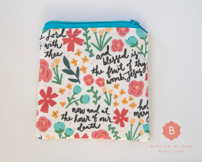 Catholic rosary pouch Hail Mary blue - rosary pouch