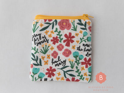 Catholic rosary pouch Hail Mary yellow - rosary pouch