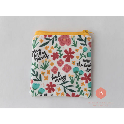 Catholic rosary pouch Hail Mary yellow - rosary pouch