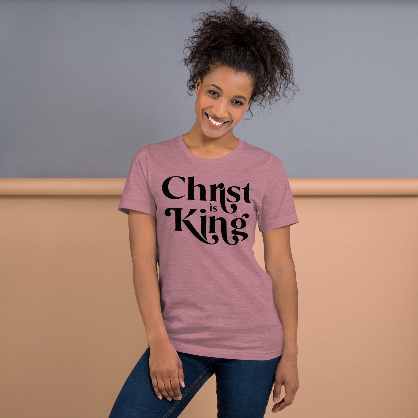 Catholic t-shirt Christ is King - Heather Orchid / S - T-Shirt