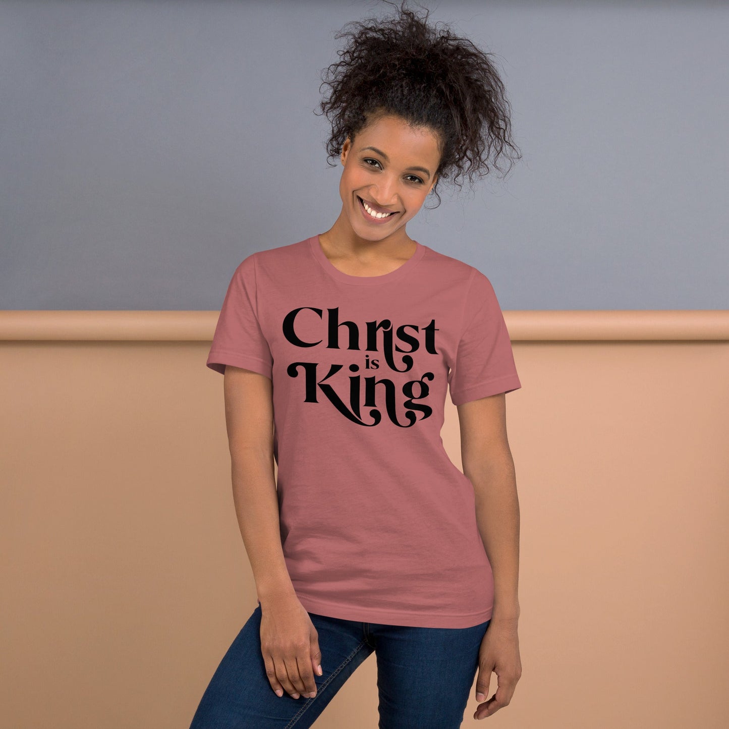 Catholic t-shirt Christ is King - Mauve / S - T-Shirt