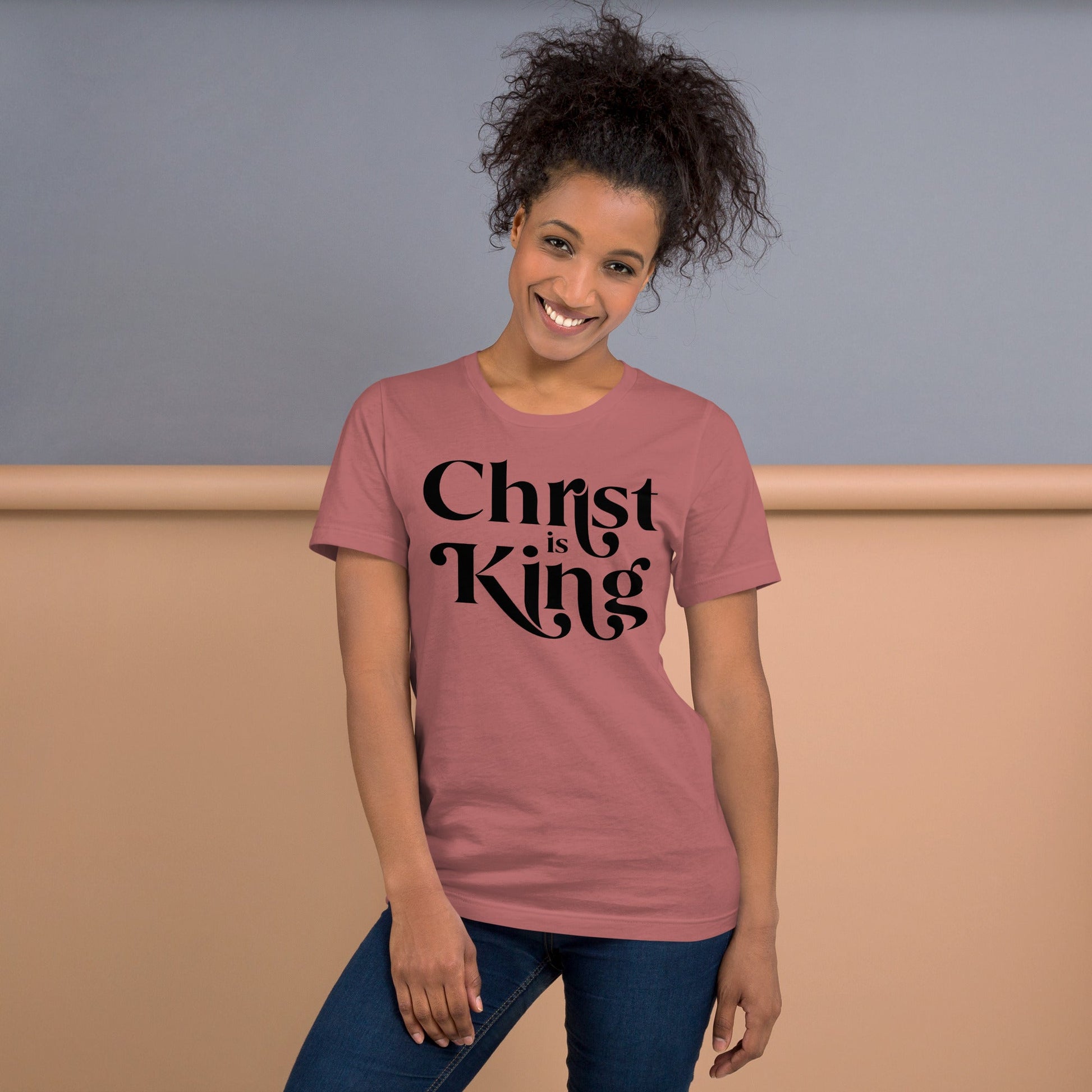 Catholic t-shirt Christ is King - Mauve / S - T-Shirt
