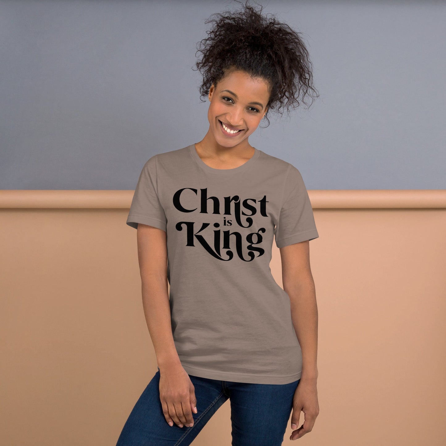 Catholic t-shirt Christ is King - Pebble / XS - T-Shirt