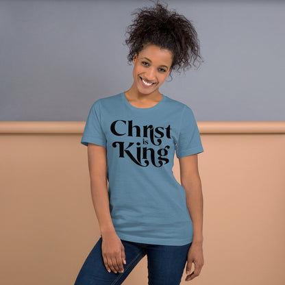 Catholic t-shirt Christ is King - Steel Blue / XS - T-Shirt