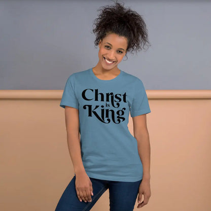 Catholic t-shirt Christ is King - Steel Blue / XS - T-Shirt