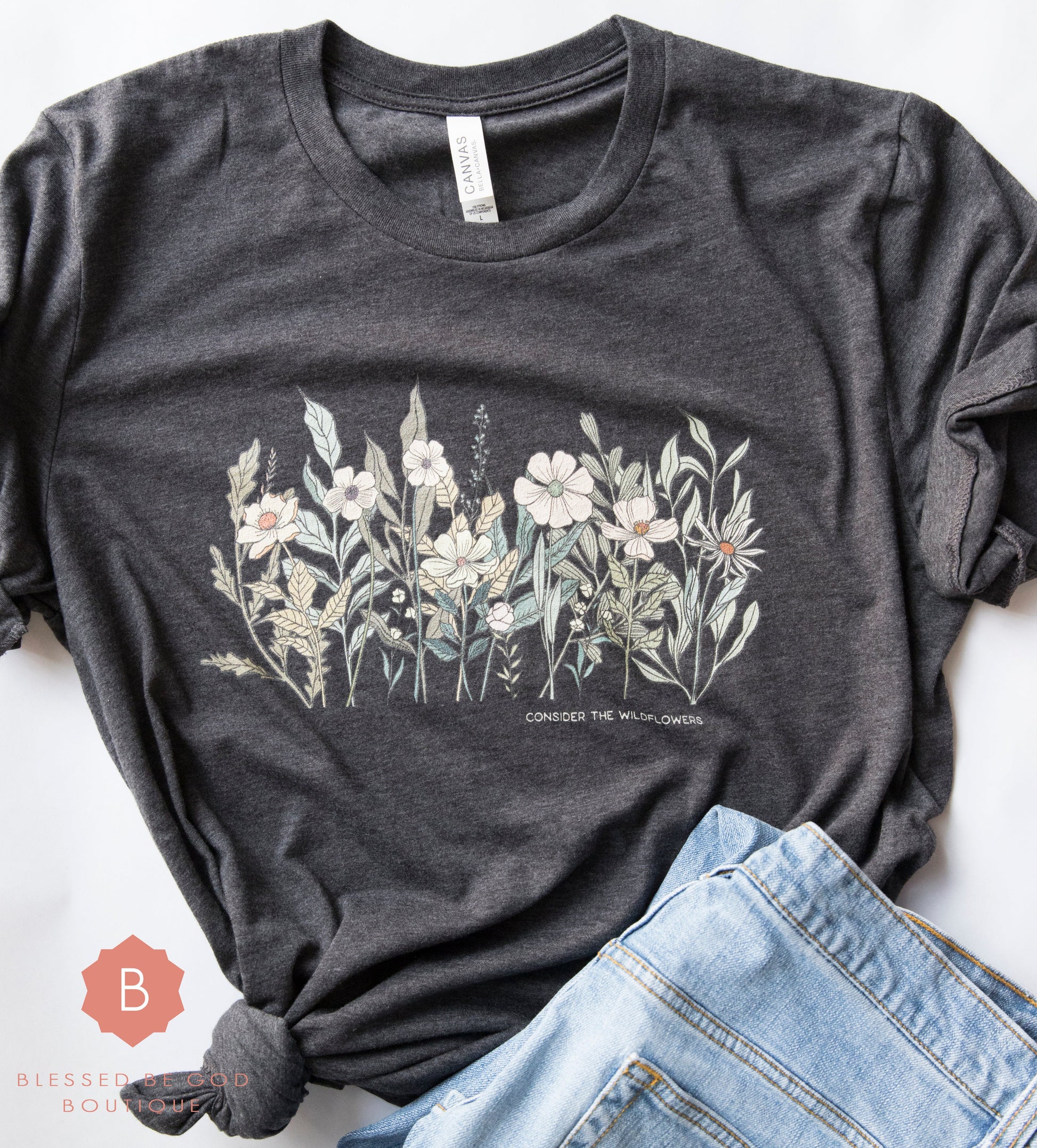 Catholic shirt Christian wildflowers
