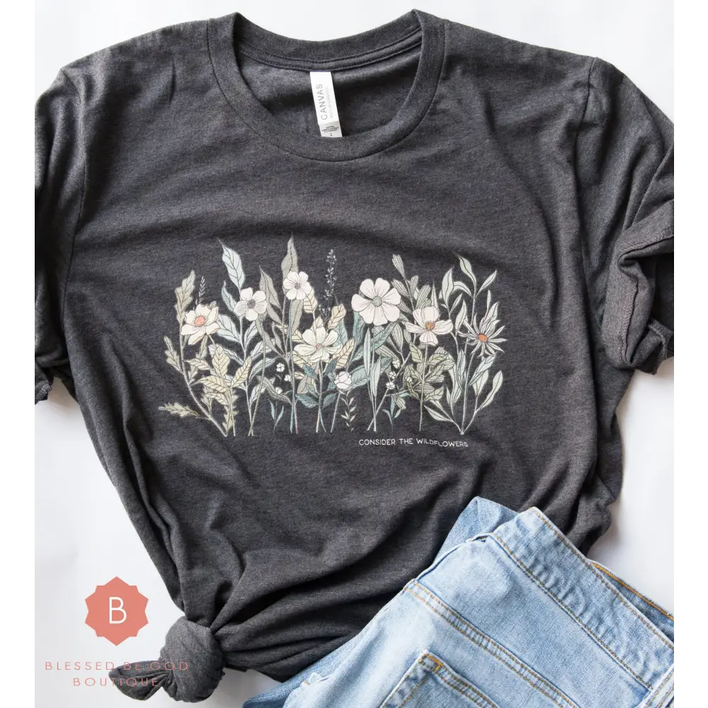 Catholic shirt Christian wildflowers