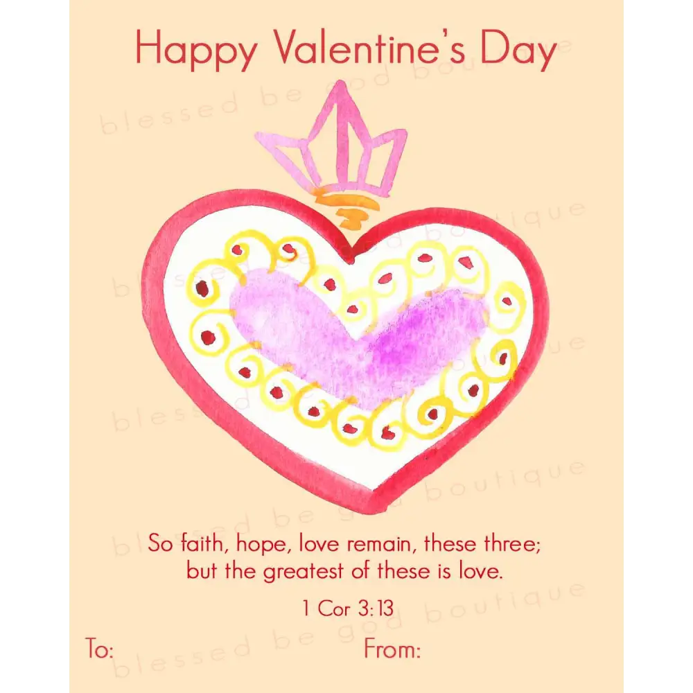 Catholic Valentine's Day Cards Printable, Children's exchange cards