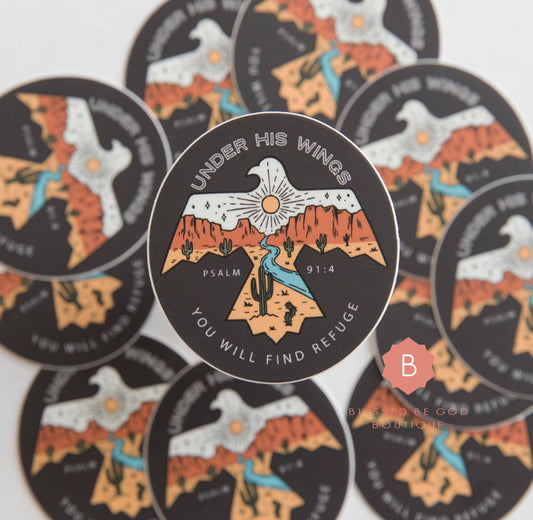 Catholic Vinyl Sticker Refuge Under Wings - sticker