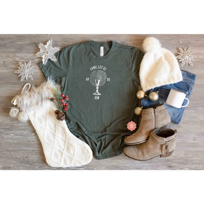 Catholic Women’s tee Come Let Us Adore Him - T-Shirt