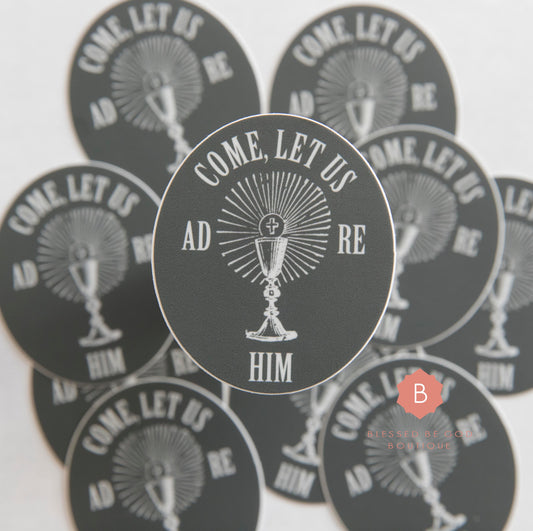 Come Adore Him Catholic Vinyl Sticker - sticker