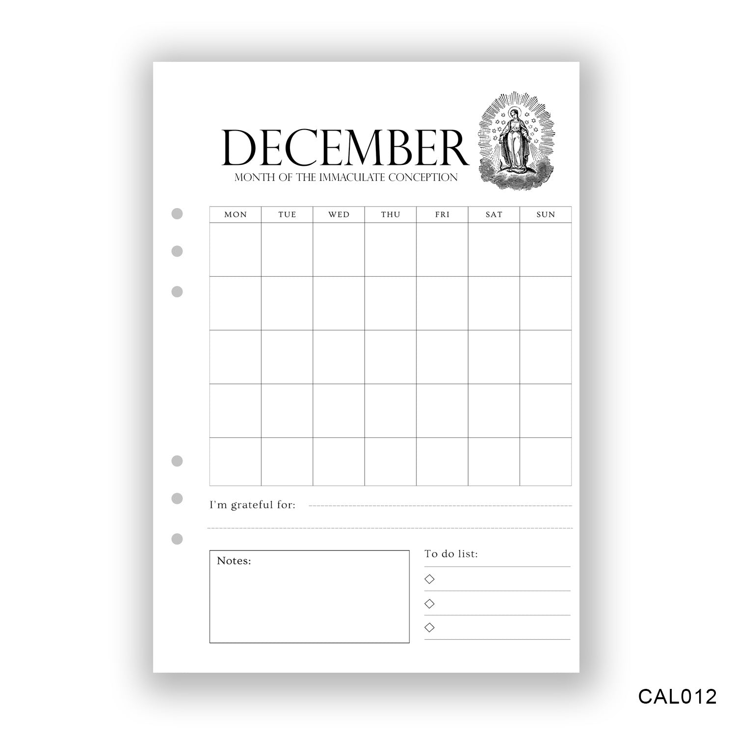 December Journaling Page - Paper products