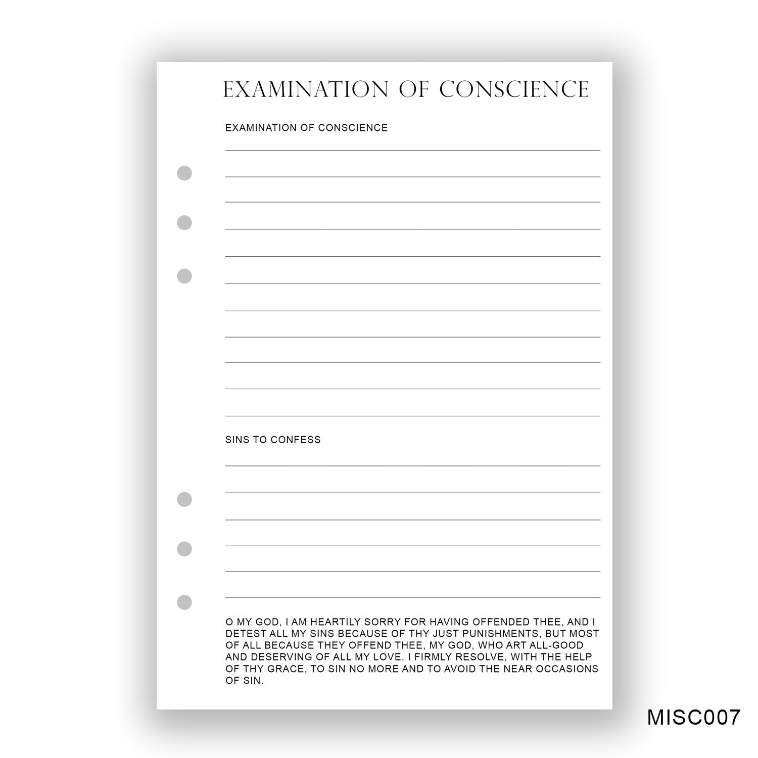 Examination of Conscience Journaling Page - Paper products