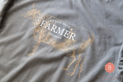 God Made a Farmer Men’s Catholic t-shirt - T-Shirt