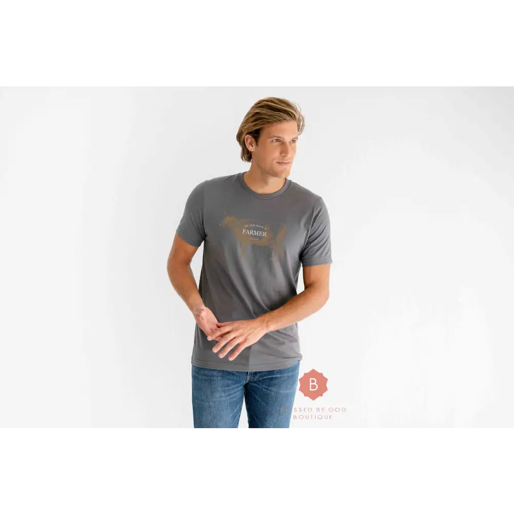 God Made a Farmer Men’s Catholic t-shirt - T-Shirt