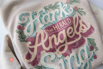 Hark the Herald Angels Sing Distressed Catholic Graphic Sweatshirt - Sweatshirt