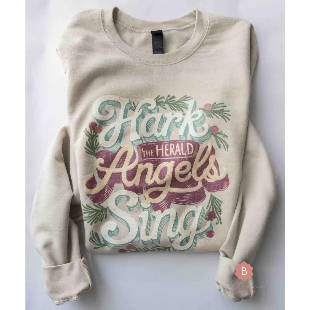 Hark the Herald Angels Sing Distressed Catholic Graphic Sweatshirt RTS