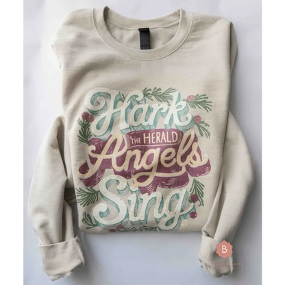 Hark the Herald Angels Sing Distressed Catholic Graphic Sweatshirt RTS