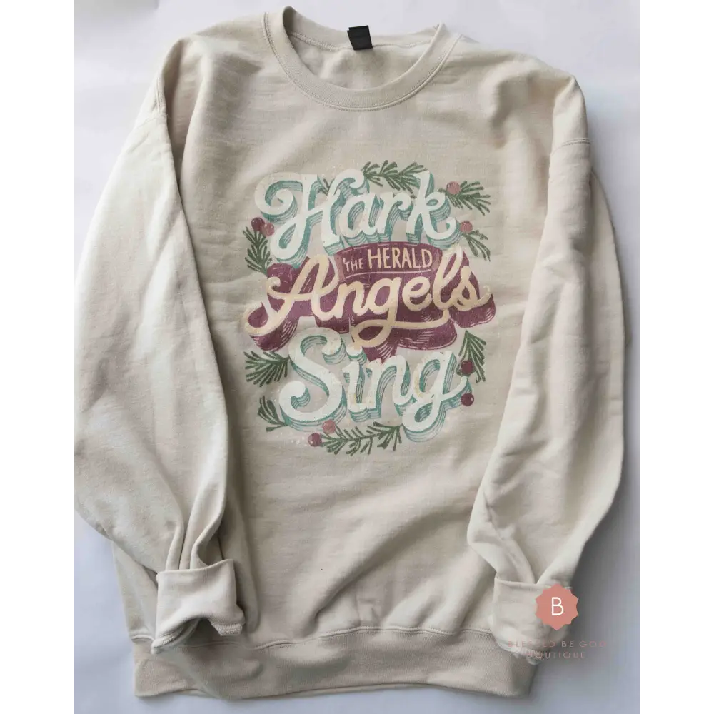 Hark the Herald Angels Sing Distressed Catholic Graphic Sweatshirt RTS