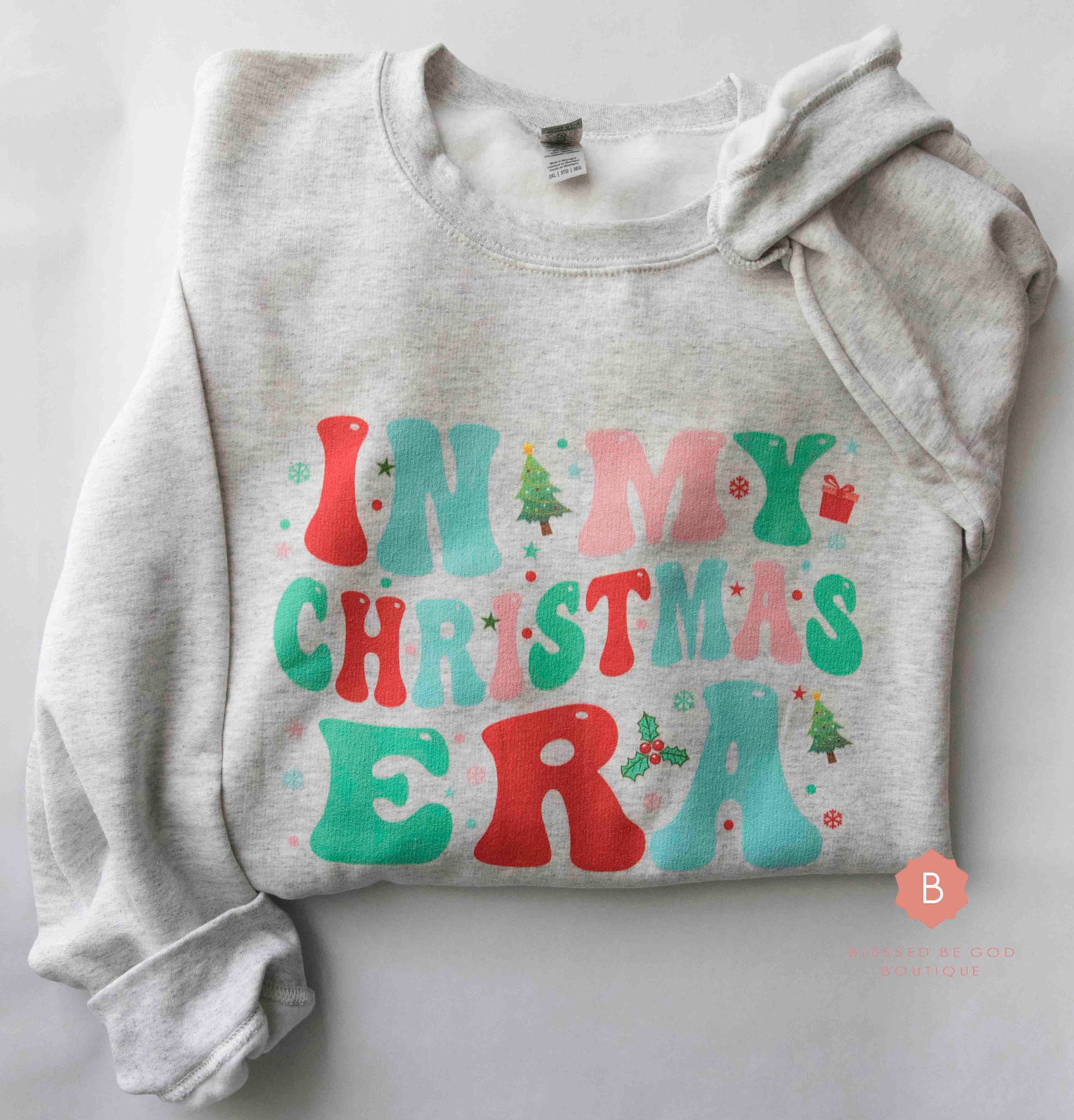 In My Christmas Era Catholic Colorful Graphic Sweatshirt - Sweatshirt