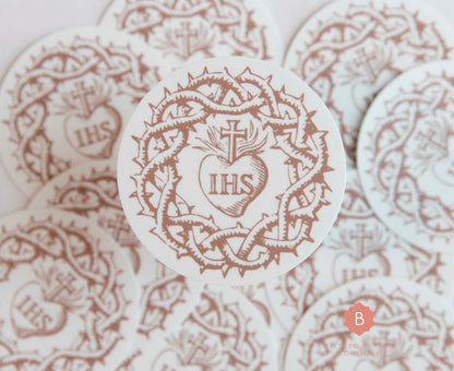 Jesus IHS Crown of Thorns Catholic Sticker - Decorative Stickers