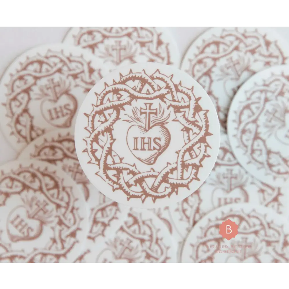 Jesus IHS Crown of Thorns Catholic Sticker - Decorative Stickers