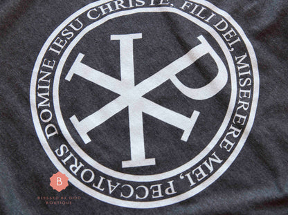 Jesus Prayer Chi-Rho Men’s Catholic tee shirt - T-Shirt