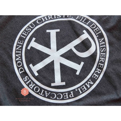 Jesus Prayer Chi-Rho Men’s Catholic tee shirt - T-Shirt