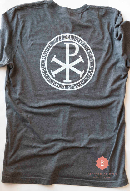 Jesus Prayer Chi-Rho Men’s Catholic tee shirt - T-Shirt