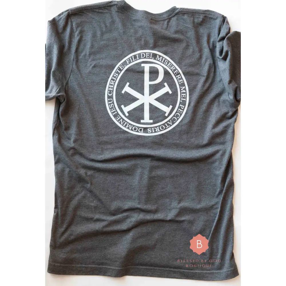 Jesus Prayer Chi-Rho Men’s Catholic tee shirt - T-Shirt