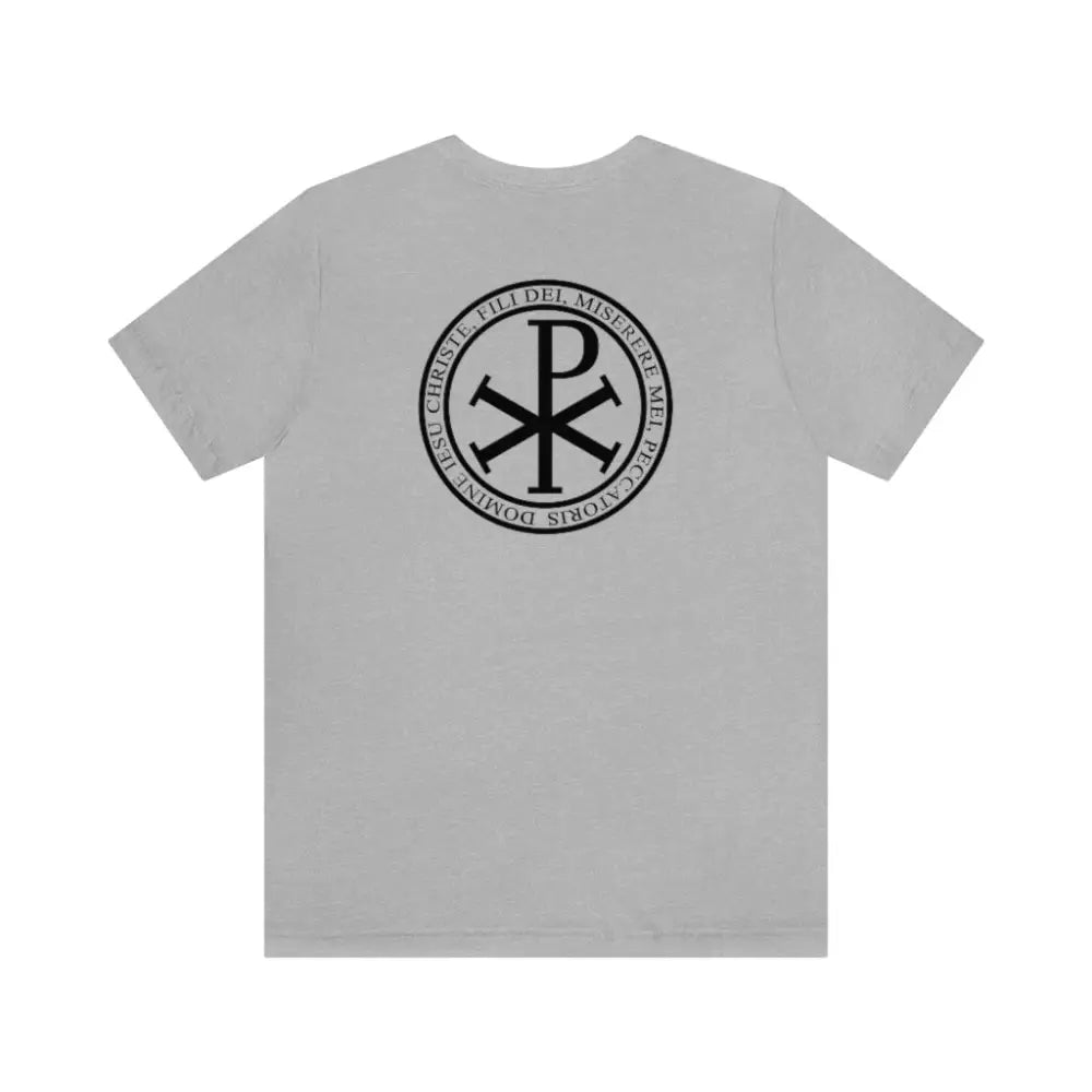 Jesus Prayer Men’s Catholic t-shirt Chi-Rho - Athletic Heather / L - T-Shirt