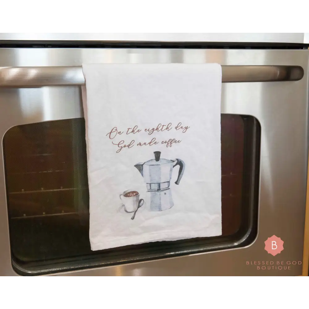 Kitchen Towel On the Eighth Day Catholic - White / 28’’ × 28’’ - Home Decor