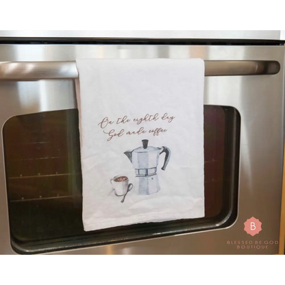 Kitchen Towel On the Eighth Day Catholic - White / 28’’ × 28’’ - Home Decor