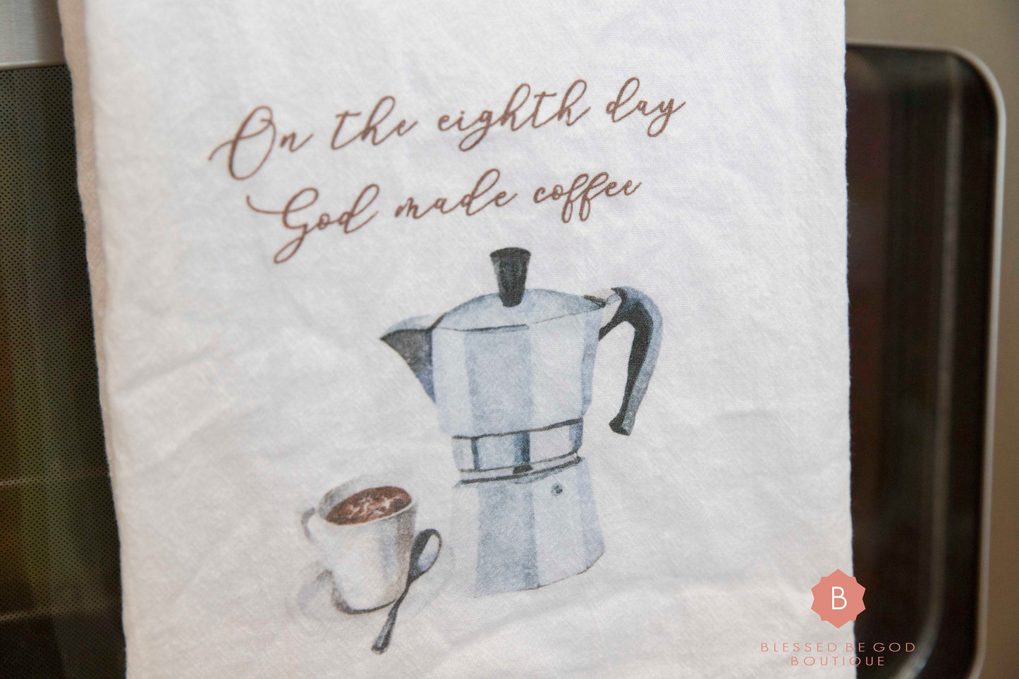 Kitchen Towel On the Eighth Day Catholic - White / 28’’ × 28’’ - Home Decor