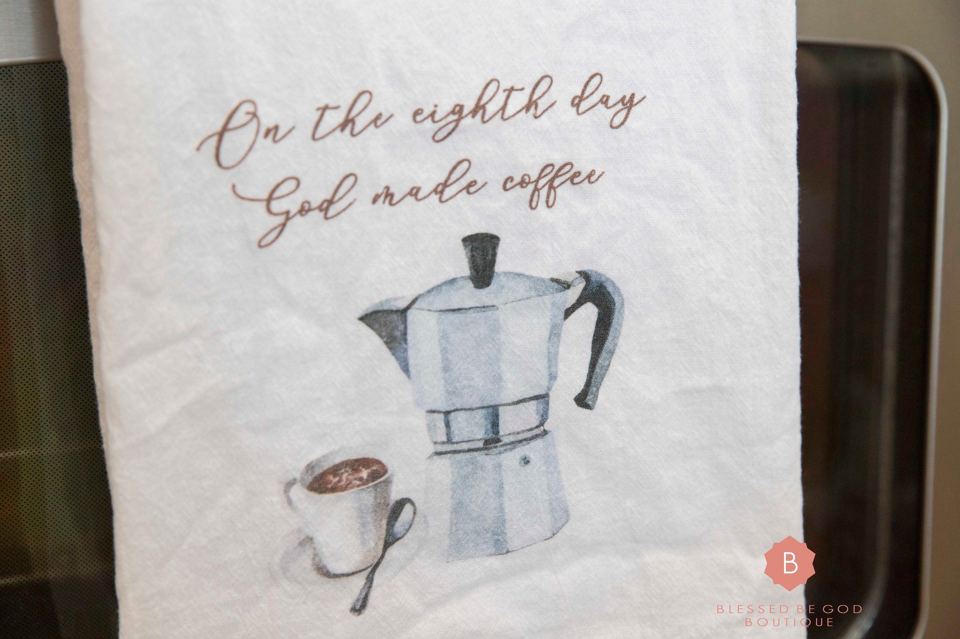 Kitchen Towel On the Eighth Day Catholic - White / 28’’ × 28’’ - Home Decor