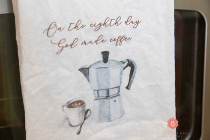 Kitchen Towel On the Eighth Day Catholic - White / 28’’ × 28’’ - Home Decor