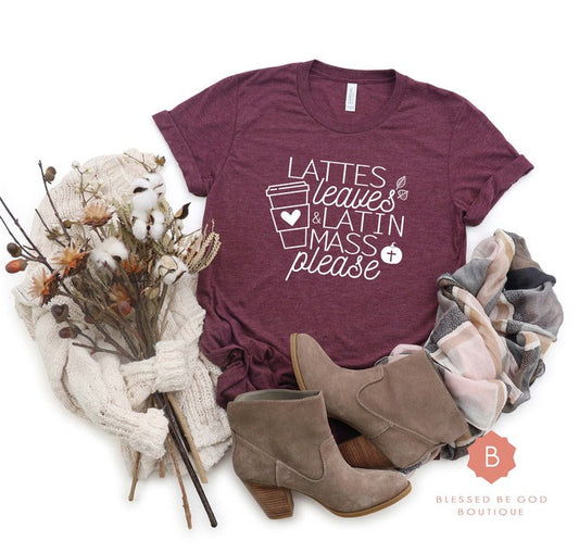 Latte Leaves Latin Mass Catholic t-shirt - T-Shirt