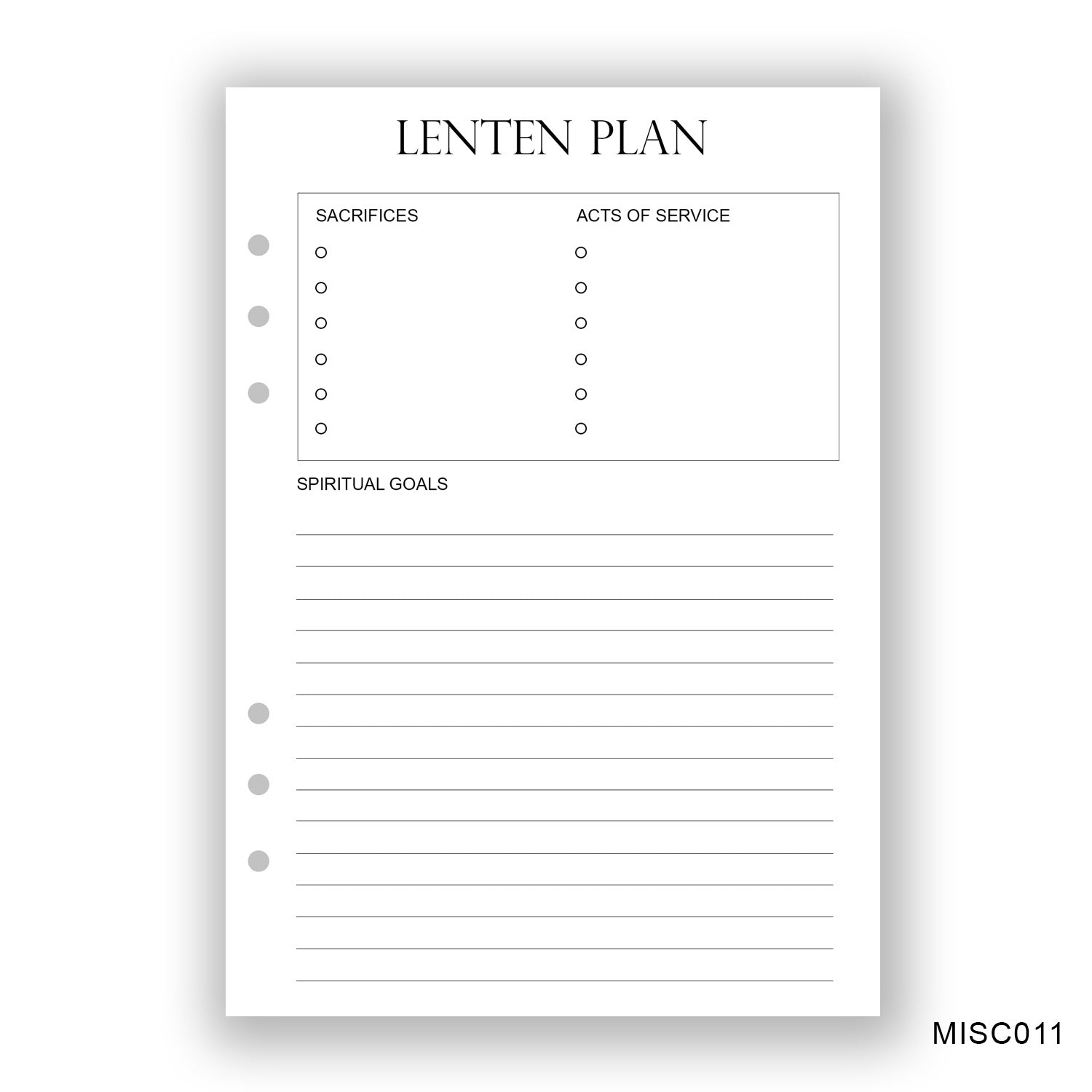 Lenten Plan Journaling Page - Paper products
