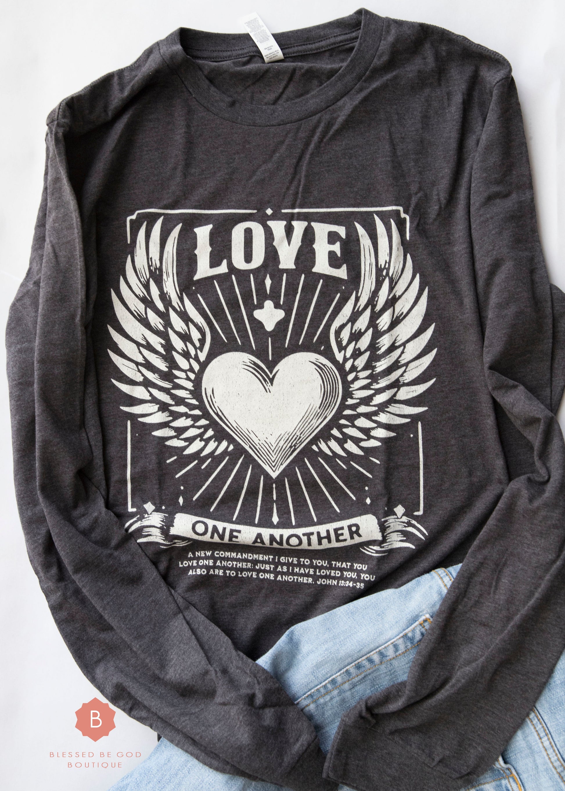 Love One Another Catholic Long Sleeve Tee Shirt - T-Shirt
