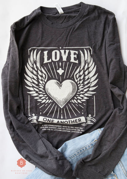 Love One Another Catholic Long Sleeve Tee Shirt - T-Shirt