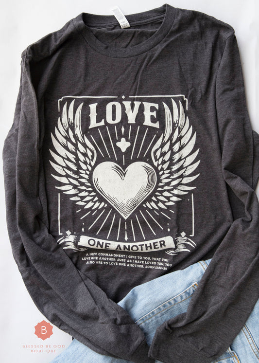 Love One Another Catholic Long Sleeve Tee Shirt - T-Shirt