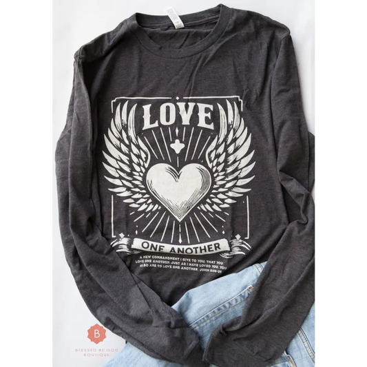 Love One Another Catholic Long Sleeve Tee Shirt - T-Shirt