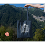 Marian Auspice Catholic Cotton Tote Bag - One size / Navy Blue - Bags
