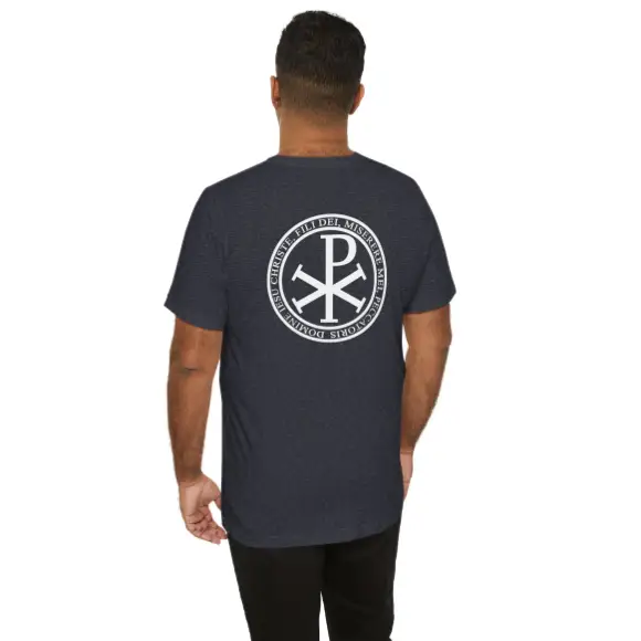 Men’s Catholic t-shirt Jesus Prayer Chi Rho Navy - RTS - T-Shirt